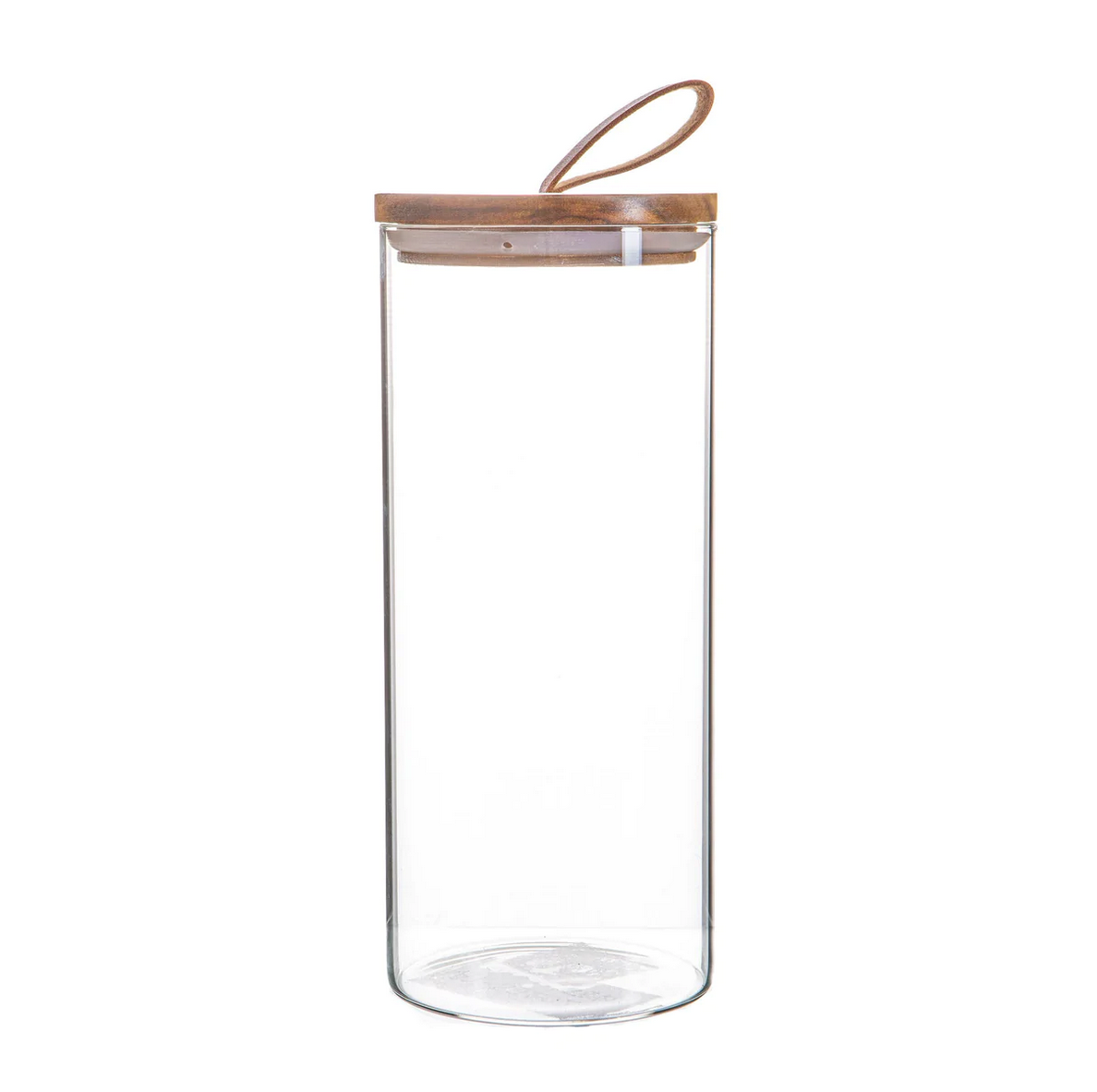 Aufbewahrungsglas 1,5L mit Holzdeckel und Lederapplikation